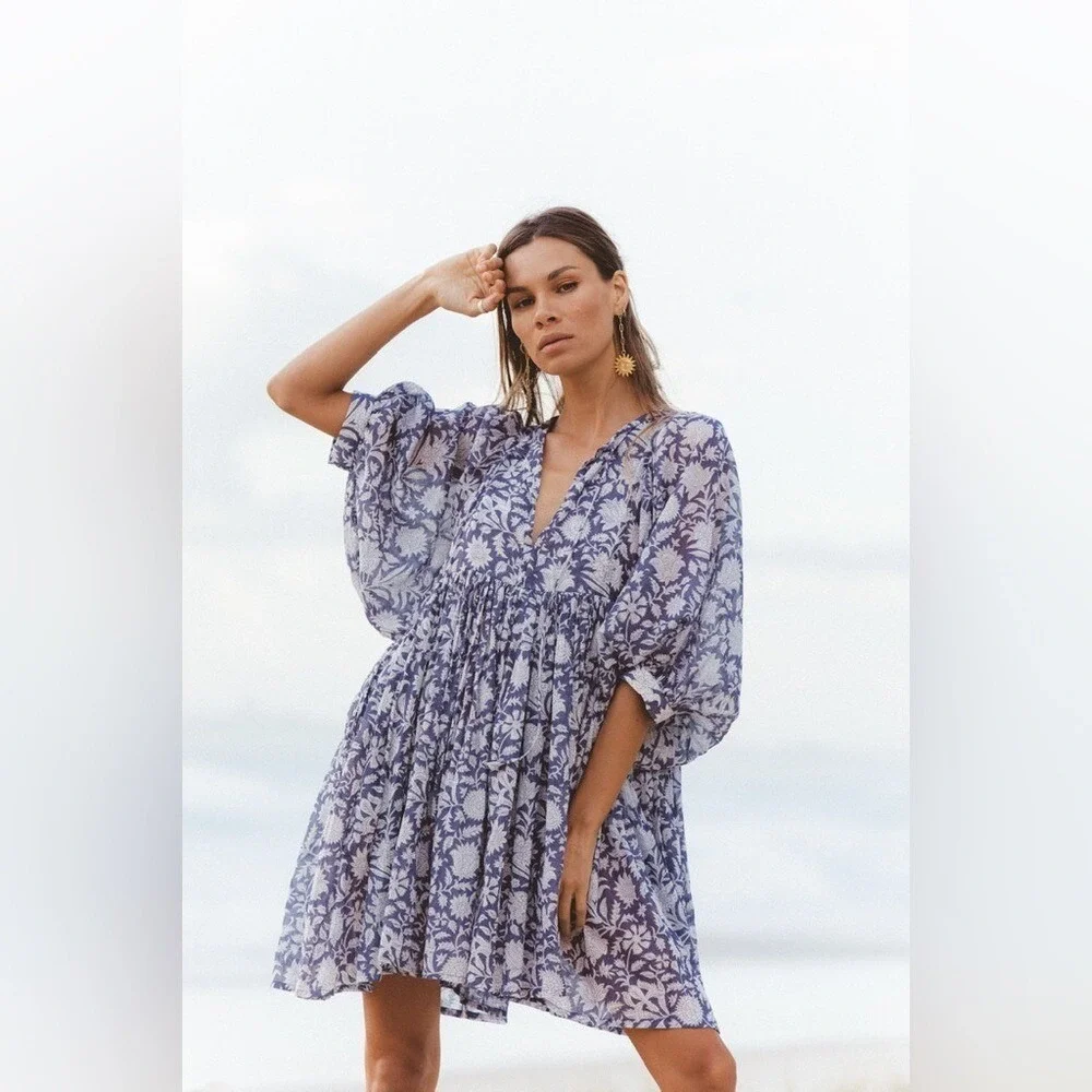 Daughters of‎ India Kyra Mini Dress ~ Blue Iris XL NWT